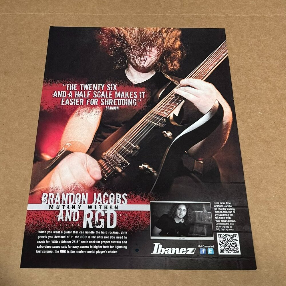 Brandon Jacobs of Mutiny Within - Ibanez Guitars - 2011 Print Advertisement